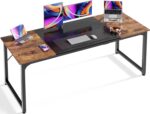 Huuger Computer Desk, 63 Inch Office Desk, Gaming Desk Writing Desk, Work Desk for Home Office, Study, Modern Simple Desk, Large Legroom, Metal Frame, Rustic Brown and Black - Image 2