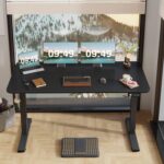 Furmax 55 x 24 Inches Electric Height Adjustable Standing Desk Large Sit Stand Up Desk Home Office Computer Desk Memory Preset with T-Shaped Metal Bracket, Black - Image 5