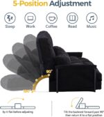 MAXYOYO Adjustable Floor Sofa Couch with 2 Pillows, Multi-Functional Bean Bag Bed, 5-Position Foldable Lazy Sofa Sleeper Bed with Armrest, Versatile Floor Seating for Reading, Black, Double - Image 5