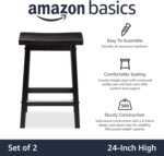 Amazon Basics Solid Wood Saddle-Seat Kitchen Counter Barstool with Footrest, Easy Assembly - 24-Inch Height - Black - Set of 2 - Image 5
