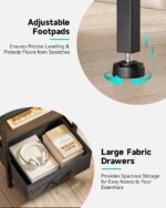 Night Stand Bedside Charger Bedroom - Nightstand with Charging Station & LED Light Strip, Night Stand with Storage Shelf & 2 Fabric Drawers, Morden End Table with U-S-B Ports & AC Outlets - Image 7