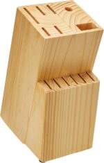 Amazon Basics 14-Piece High Carbon Stainless Steel Kitchen Knife Set with Sharpener and Pinewood Block, Black - Image 4