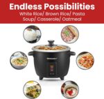 Elite Gourmet ERC003B Electric Rice Cooker with Automatic Keep Warm Makes Soups, Stews, Grains, Hot Cereals, 6 Cups Cooked (3 Cups Uncooked), Black - Image 8