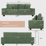 DOPEDIO Modern Loveseat Sofa for Living Room,Chenille Recliner, Removable Cover, Spring Cushions, Solid Wood Frame, Easy Assembly for Small Spaces (88.58inch，Green) - Image 3