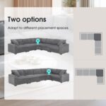 Merax 106" Corduroy Sectional Corner Sofa with Cup Holders & USB Charger, 5 Seat Convertible L Shaped Couch Set with Armrest Storage, Oversized Comfy Modular Sofabed for Living Room & Apartment, Gray - Image 5