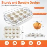 2Pack Silicone Muffin Pan for Baking with Metal Reinforced Frame, 12 Cup Regular Size Cupcake Pan, BPA Free Silicone Muffin Tray, Cupcake Baking Pan Molds for Oven Dishwasher Safe - Image 3