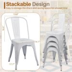 Furmax Metal Dining Chair Indoor Outdoor Use Stackable Chic Side Classic Trattoria Metal Chairs Set of 4 for Kitchen, Dining Room, Bistro and Cafe (Distressed White) - Image 4
