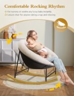 Kidirect Round Saucer Rocking Chair Nursery, Modern Upholstered Nursery Rocking Chairs and nursery Glider with Cozy Cushion, Comfy Nursing Chair for Breastfeeding & Reading, Fits Living Room & Bedroom - Image 4