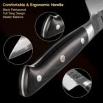 8 Inch Chef Knife, Japanese Chefs Knife Black Forged Kitchen Knife with AUS-8 Alloy Steel and Full Tang Pakkawood Handle, Christmas Gift with Premium Box - Image 7