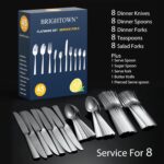 45-Piece Silverware Set Flatware Cutlery Set Service for 8, Durable Stainless Steel Tableware in Ergonomic Design Size and Weight, Kitchen Utensil Sets with Steak Knives, Rust-proof, Dishwasher Safe - Image 3
