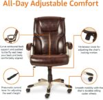 Amazon Basics Executive High Back Office Desk Chair, Adjustable Height, Tilt, Swivel, One Size, Brown/Gold - Image 6