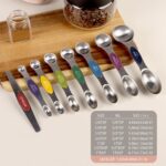 Pack of 8 Stainless Steel Magnetic Measuring Spoons Set, Dual Sided, Stackable, Adjustable Teaspoon and Tablespoon Measure Spoon with Leveler, Kitchen Gadgets - Image 3