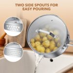 PekGema Stainless Steel Saucepan 2.5 Quart with Glass Strainer Lid, Thicken Tri-ply Full Sauce Pot, Two Side Spouts for Easy Pour, Dishwasher Safe, Induction Ready, Compatible with All Cooktops - Image 9