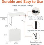 Amazon Basics 4 Foot Rectangular Folding Dining Table, 4 Adjustable Height Settings with Carrying Handle, Indoor & Outdoor, White, 47.8 x 23.9 x 33.9 in - Image 3