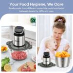 Ganiza Food Processor, 2-Speed Food Chopper Meat Grinder with 8 Cup Stainless Steel & 8 Cup Glass Bowls, Upgraded Button & Smart Overheat Protection Light - Includes Clean Brush, 2 Sets of Blades - Image 6