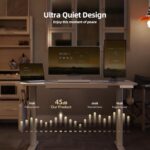 Claiks Glass Standing Desk with Drawers, 48×24 Inch Electric Adjustable Height Stand Up Desk Quick Install Computer Desk, White - Image 9