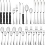 24 Pcs Silverware Set with Steak Knives Service for 4,Stainless Steel Flatware Set,Mirror Polished Cutlery Utensil Set,Home Kitchen Eating Tableware Set,Include Fork Knife Spoon Set,Dishwasher Safe - Image 2