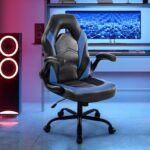 DUMOS Ergonomic Computer Gaming Chair - Home Office Desk with PU Leather Lumbar Support, Height Adjustable Big and Tall Video Game with Flip-up Armrest, Swivel Wheels for Adults and Teens - Image 3