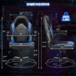 DUMOS Ergonomic Computer Gaming Chair - Home Office Desk with PU Leather Lumbar Support, Height Adjustable Big and Tall Video Game with Flip-up Armrest, Swivel Wheels for Adults and Teens - Image 4