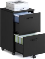 VASAGLE 2-Drawer File Cabinet, Small Rolling Filing Cabinet for Home Office, Printer Stand, for A4, Letter-Size Documents, 15.7 x 16.5 x 27.6 Inches, Matte Black UOFC040B16 - Image 2