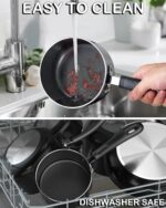 Cook N Home Nonstick Sauce Pan with Glass Lid 2-Qt, Multi-purpose Pot Saucepan Kitchenware, Black, Aluminum - Image 7