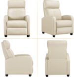Yaheetech Recliner Chair PU Leather Recliner Sofa Home Theater Seating Adjustable Modern Single Reclining Chair Sofa with Pocket Spring Living Room Bedroom Beige - Image 6