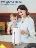 SMARTAKE Paper Towel Holder, Paper Towel Dispenser Standing Weighted Base Non Slip, Spring Arm for Easy Tear, Stainless Steel Paper Towel Holder for Home Kitchen Countertop Tabletop, Silver - Image 9