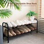 Gonfoam 2-Tier Expandable Shoe Rack,Adjustable Shoe Shelf Storage Organizer Heavy Duty Metal Free Standing Shoe Rack for Entryway Closet Doorway (Black) - Image 3