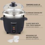 Elite Gourmet ERC003B Electric Rice Cooker with Automatic Keep Warm Makes Soups, Stews, Grains, Hot Cereals, 6 Cups Cooked (3 Cups Uncooked), Black - Image 6