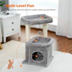 PEQULTI Cat Tree Tower for Indoor Cats with Private Cozy Cat Condo, Natural Sisal Scratching Posts and Plush Pom-pom for Small Cats - Image 6