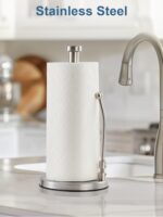 SMARTAKE Paper Towel Holder, Paper Towel Dispenser Standing Weighted Base Non Slip, Spring Arm for Easy Tear, Stainless Steel Paper Towel Holder for Home Kitchen Countertop Tabletop, Silver - Image 10