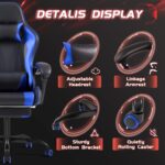 Shahoo Gaming Chair with Footrest and Massage Lumbar Support, Video Game Chairs Height Adjustable Seat with Headrest for Office or Bedroom, Study Room, Blue - Image 9
