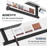 ASTOFLI Paper Towel Holder Under Cabinet No Drilling, Self Adhesive Paper Towel Holder Wall Mount for Kitchen Rack, Under Counter Napin Holder No Drill, RV, 304 Stainless Steel 12 Inch Matte Black - Image 5