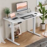 SMUG Standing Desk, Adjustable Height Electric Sit Stand Up Down Computer Table, 40x24 Inch Ergonomic Rising Modern Lift Motorized Gaming Desktop Workstation for Work Home Office, White - Image 3