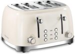 4 Slice Toaster Roter Mond Retro Stainless Steel with Bagel Defrost Cancel Function, 6 Browning Settings, Extre Wide Slot and Removable Crumb Tray, Cream, ST033 - Image 2