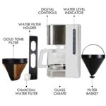 Kenmore Drip Coffee Maker - 12 Cup Programmable Cafe Machine With Glass Pot, Regular & Bold Brew, Auto Shut Off Large Water Reservoir, Reusable Filter, Kitchen Appliances For Cafeteria Barista, White - Image 7