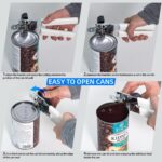 Can Opener Manual, Can Openers Hand Held with Comfort Anti-Slip Handles, Heavy Duty Stainless Steel Can Opener Smooth Edge and Bottle Openers, Easy Turn Can Openers for Seniors, Kitchen, White - Image 4