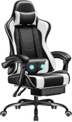 Homall Gaming Chair, Video Game Chair with Footrest and Massage Lumbar Support, Ergonomic Computer Chair Height Adjustable with Swivel Seat and Headrest (White) - Image 2