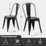 Metal Dining Chairs Set of 2 Iron Stackable Outdoor/Vintage/Kitchen Restaurant Matte Midnight Black - Image 3