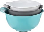 KitchenAid Universal Nesting Plastic Mixing Bowls, Set Of 3, 2.5 quart, 3.5 quart, 4.5 quart, Non Slip Base with Easy Pour Spout to Reduce Mess, Dishwasher Safe, Aqua Sky, White, Gray - Image 3