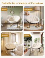 Kidirect Round Saucer Rocking Chair Nursery, Modern Upholstered Nursery Rocking Chairs and nursery Glider with Cozy Cushion, Comfy Nursing Chair for Breastfeeding & Reading, Fits Living Room & Bedroom - Image 9
