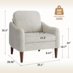 JUMMICO Corduroy Fabric Club Chair, Accent Barrel Chair, Furry Sherpa Elegant Armchair with Cozy Soft Padded, Suitable for Reception Room Bedroom Living Room Office (Beige) - Image 4