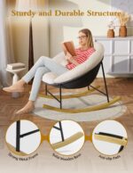 Kidirect Round Saucer Rocking Chair Nursery, Modern Upholstered Nursery Rocking Chairs and nursery Glider with Cozy Cushion, Comfy Nursing Chair for Breastfeeding & Reading, Fits Living Room & Bedroom - Image 7