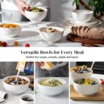DOWAN 22 OZ White Ceramic Bowls Set of 4 - Perfect for Soup Bowls for Kitchen, Cereal Bowl, Ramen Bowl, Microwave Safe for Oatmeal, Fruit,Salad and Rice Bowl - Dishwasher & Microwave Safe - Image 5