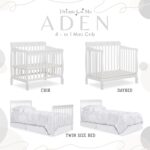 Dream On Me Aden 4-in-1 Convertible Mini Baby Crib in White, GreenGuard Gold & JPMA, Sustainable Pinewood, Non-Toxic Finish, 3-Levels, Converts to Mini Day & Twin-Size Bed (Rail Sold Separately) - Image 7