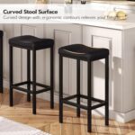 HOOBRO Bar Stools, Set of 2 Bar Chairs, Counter Height Stools, Saddle Barstools with Curved Surface, 24.8 Inches, 2.4" Thick Upholstery, for Kitchen, Dining Room, Cafe Black BB10BY01 - Image 9