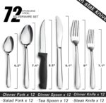 Pleafind 72-Pieces Silverware Set for 12, Flatware Set with Steak Knives, Stainless Steel Cutlery Set, Include Forks Spoons and Knives Set, Dishwasher Safe Utensil Sets for Home Restaurant - Image 3