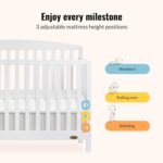 Dream On Me JPMA & Greenguard Gold Certified Odelle 5 in 1 Convertible Crib in White, Built of Sustainable Pinewood, 3 Mattress Height Settings, Non-Toxic Water-Based Paint Finish - Image 6