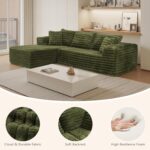Cloud Sectional Couch with L-Shape Chaise,Modern Modular Sofa with Deep Seat, Upholstered Couches with Left Facing Chaise for Living Room Bedroom, No Assembly Required, Green (Plush Corduroy Fabric) - Image 4
