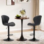 COLAMY Bar Stools Set of 4, Modern Swivel Bar Chairs, Adjustable Faux Leather Upholstered Barstools Counter Height with High Backrest for Bar, Kitchen Island, Dining Room, Black - Image 4